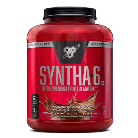 BSN Syntha 6 Protein Powder - 5 lbs, 2.27 kg (Chocolate Milkshake), Ultra Premium Protein Matrix (Whey Protein, Micellar Casein), for Muscle Recovery