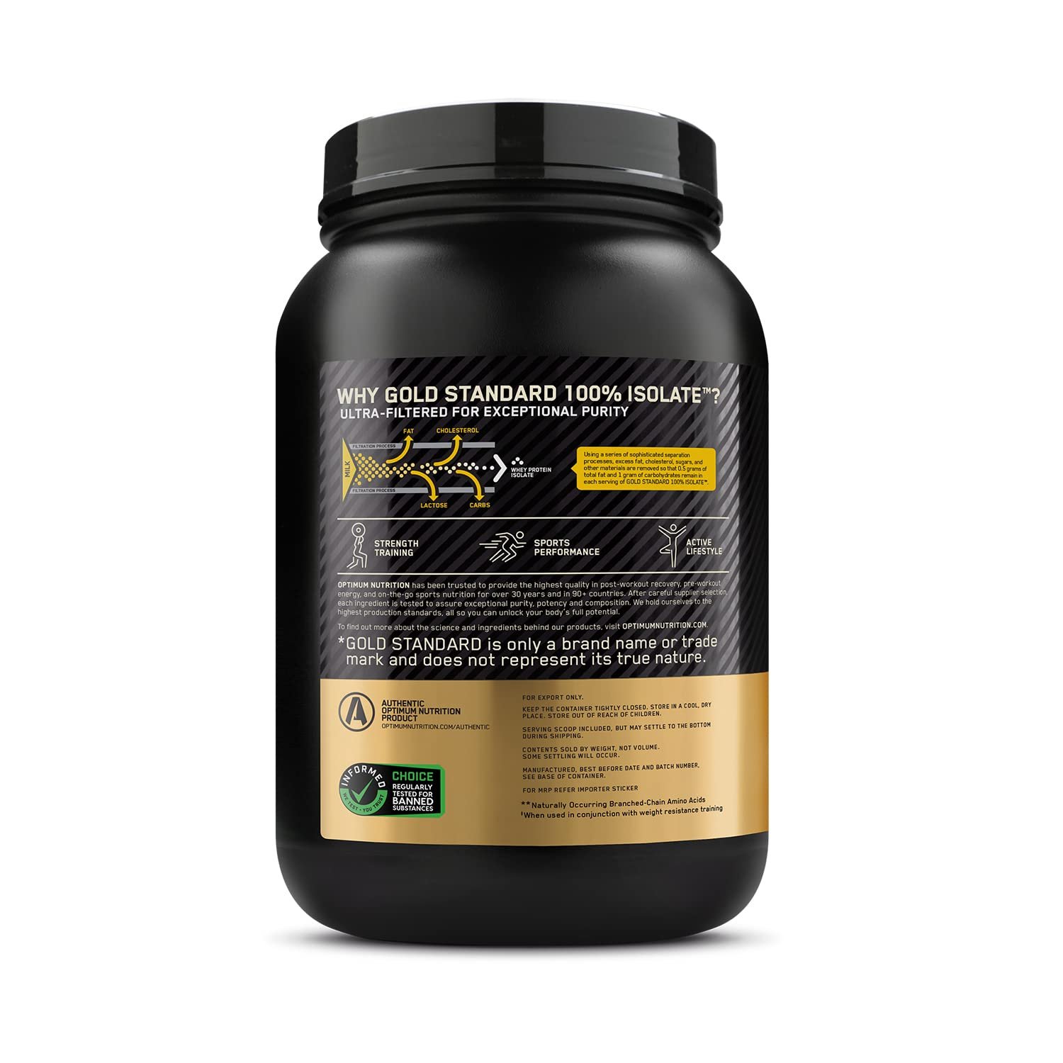 Optimum Nutrition (ON) Gold Standard 100% Isolate 2 lb, 744 g (Chocolate Bliss), for Muscle Support & Recovery, Vegetarian - 100% Protein from Whey Isolate - Image 4