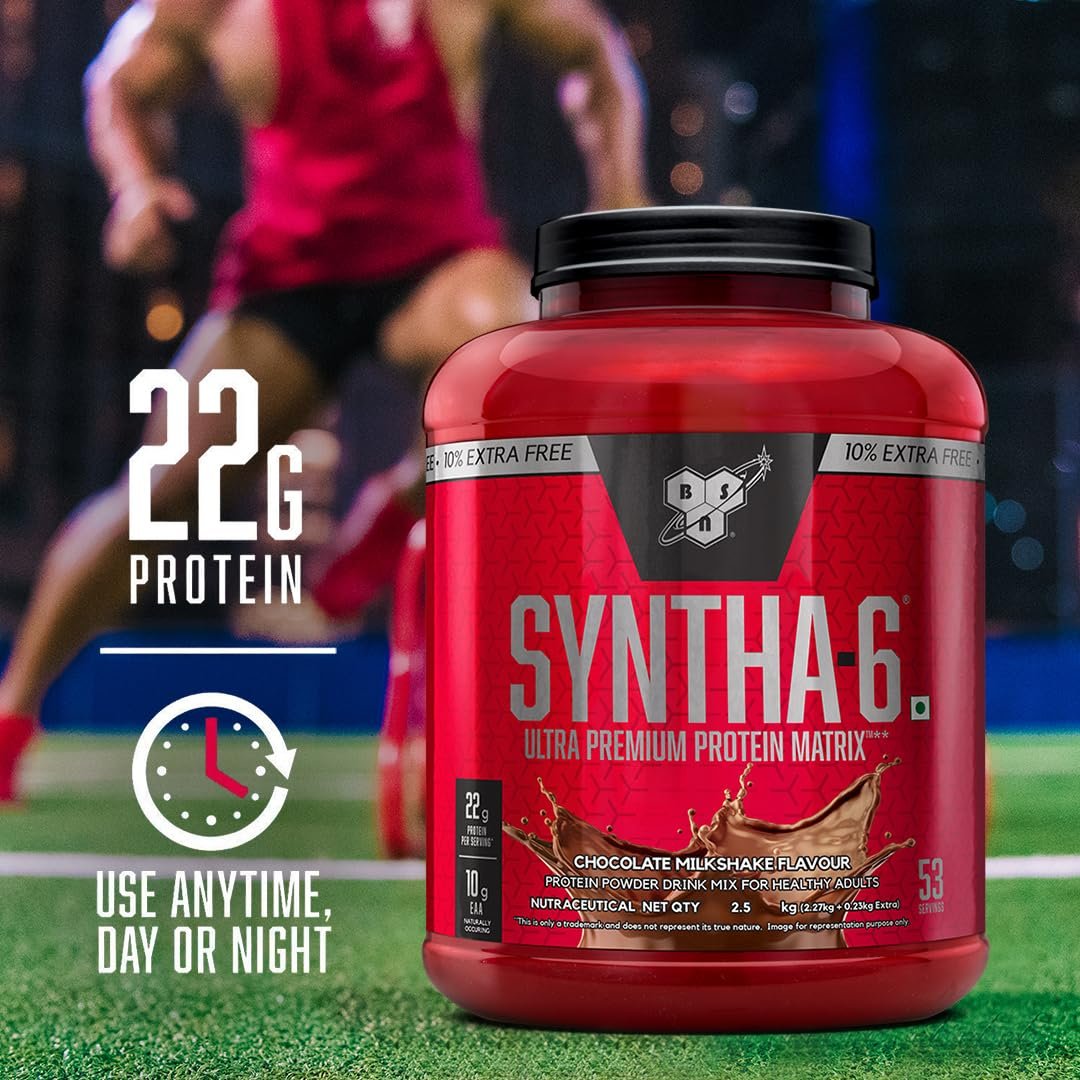 BSN Syntha 6 Protein Powder - 5 lbs+10% Extra, 2.5 kg (Chocolate Milkshake), Ultra Premium Protein Matrix (Whey Protein, Micellar Casein), for Muscle Recovery. - Image 2