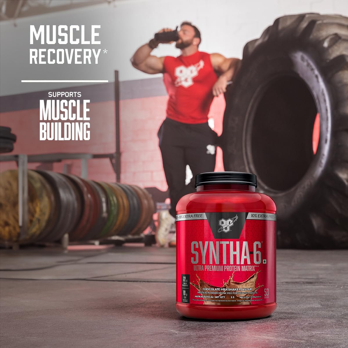 BSN Syntha 6 Protein Powder - 5 lbs+10% Extra, 2.5 kg (Chocolate Milkshake), Ultra Premium Protein Matrix (Whey Protein, Micellar Casein), for Muscle Recovery. - Image 4