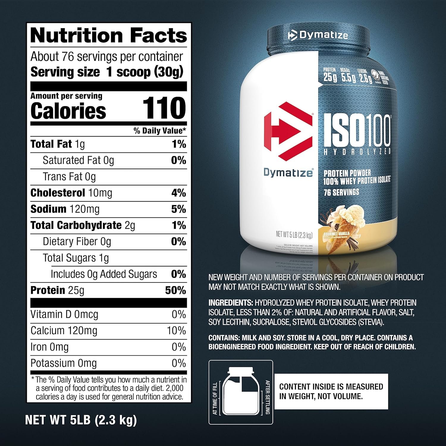 Dymatize Nutrition ISO 100 5 lbs Whey Protein Powder with Hydrolyzed 100% Whey Protein Isolate, Gluten Free, Fast Digestion, Gourmet Vanilla, 2.3 Kg - Image 4