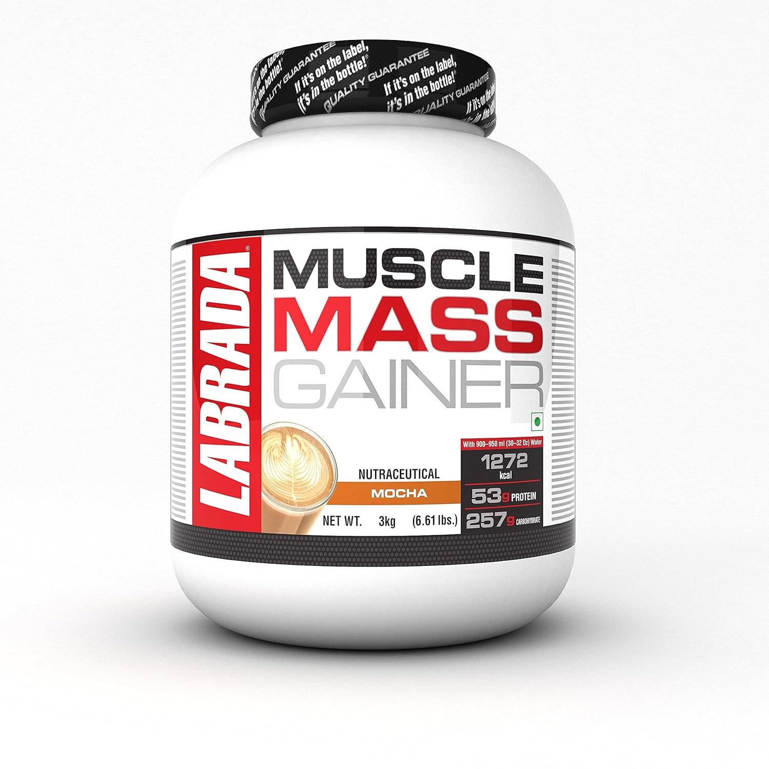 Labrada Muscle Mass Gainer Powder(Post-Workout, 1272 kcal, 53g Protein, 257g Carbs, 1g Creatine, 500mg L-Glutamine) - Pack of 6.6 lbs (3kg)