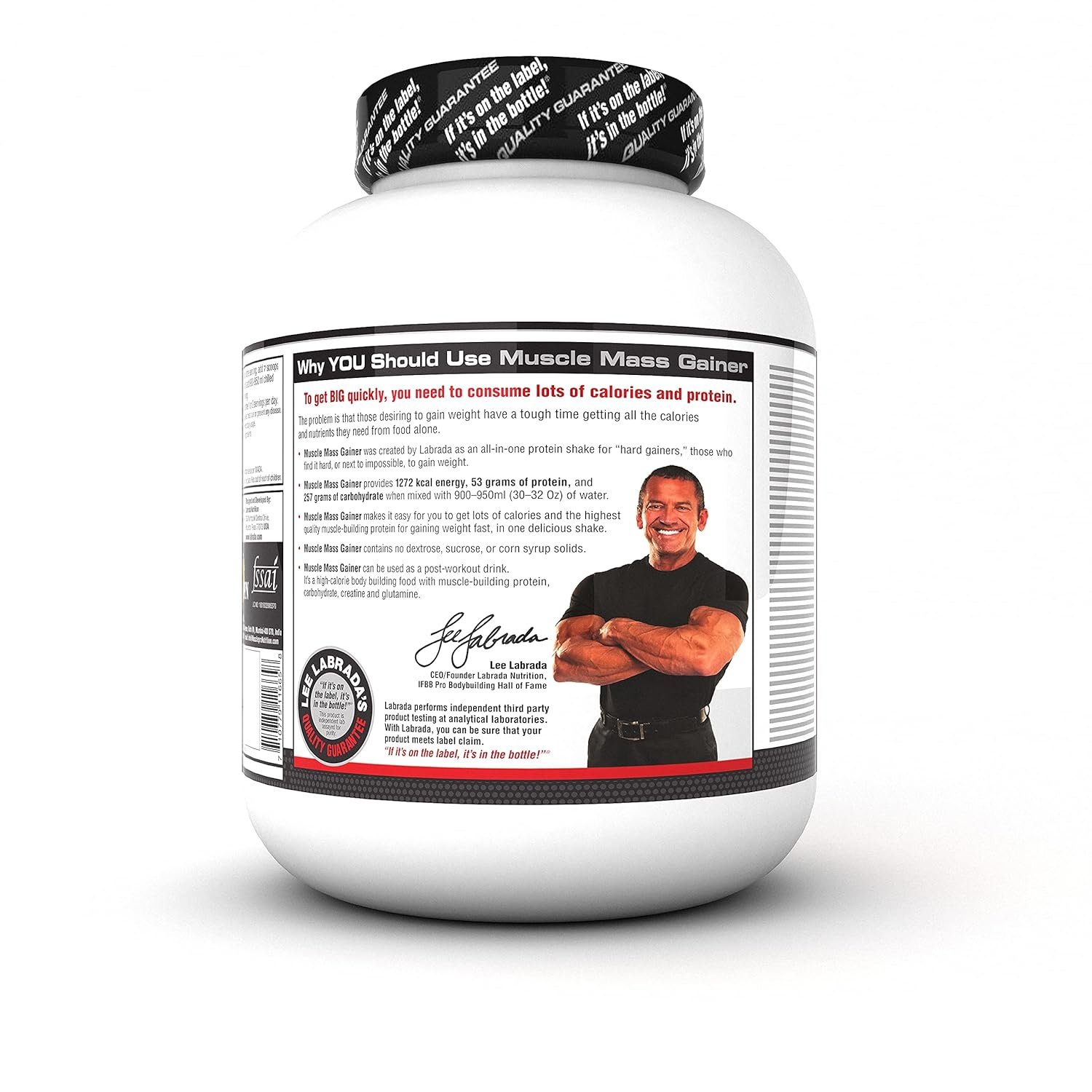 Labrada Muscle Mass Gainer Powder(Post-Workout, 1272 kcal, 53g Protein, 257g Carbs, 1g Creatine, 500mg L-Glutamine) - Pack of 6.6 lbs (3kg) - Image 4
