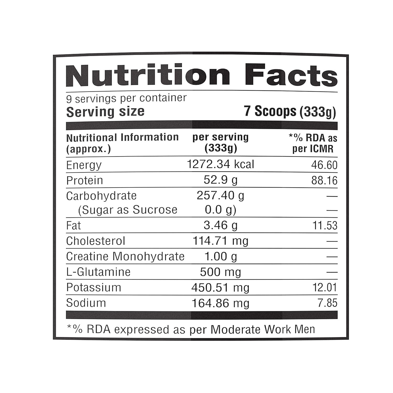 Labrada Muscle Mass Gainer Powder(Post-Workout, 1272 kcal, 53g Protein, 257g Carbs, 1g Creatine, 500mg L-Glutamine) - Pack of 6.6 lbs (3kg) - Image 5