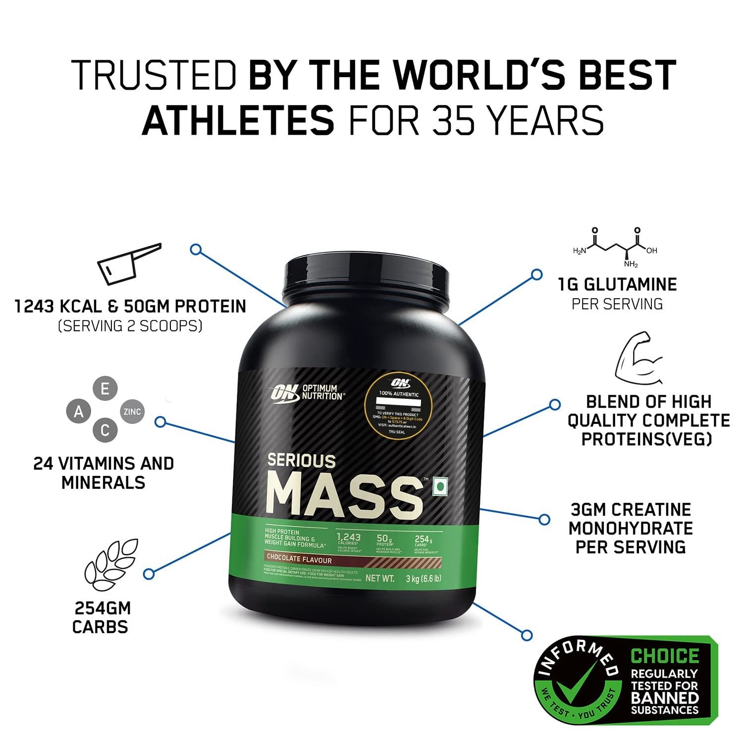 OPTIMUM NUTRITION (ON) Serious Mass High Protein High Calorie Weight Gainer Powder - Image 5